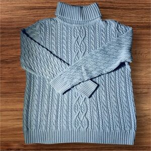 Croft & Barrow Light Blue Cotton Cable Knit Turtleneck Sweater/size XL
